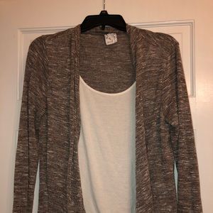 Cardigan+ attached white blouse